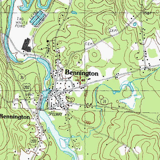 Topographic Map of Bennington Census Designated Place, NH