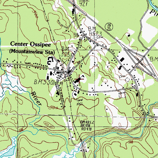 Topographic Map of Center Ossipee Census Designated Place, NH