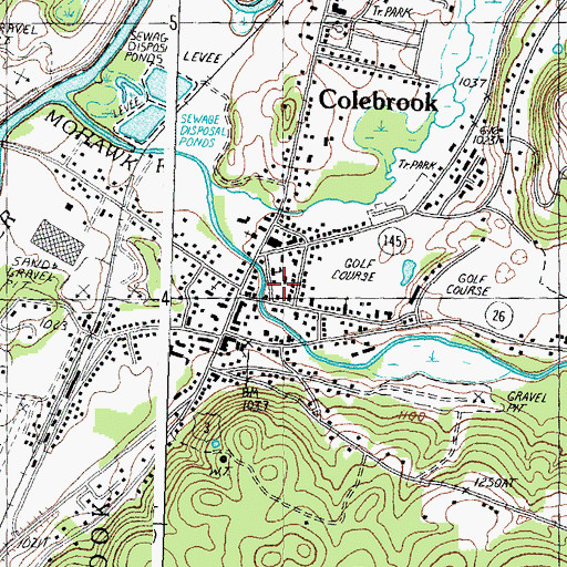 Topographic Map of Colebrook Census Designated Place, NH