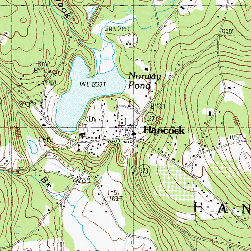 Topographic Map of Hancock Census Designated Place, NH