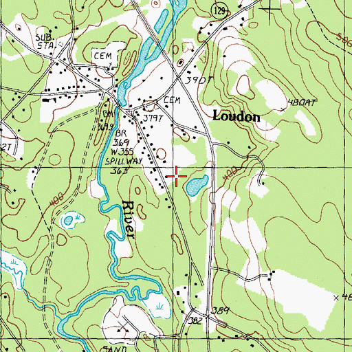 Topographic Map of Loudon Census Designated Place, NH