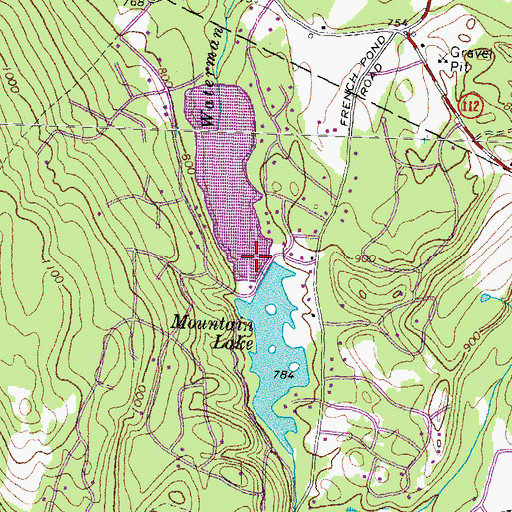 Topographic Map of Mountain Lakes Census Designated Place, NH