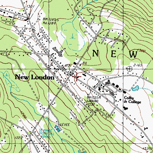 Topographic Map of New London Census Designated Place, NH
