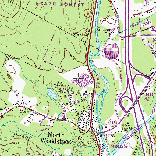 Topographic Map of North Woodstock Census Designated Place, NH