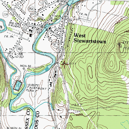 Topographic Map of West Stewartstown Census Designated Place, NH