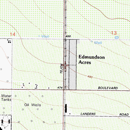 Topographic Map of Edmundson Acres Census Designated Place, CA