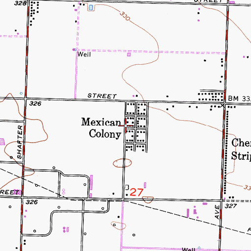 Topographic Map of Mexican Colony Census Designated Place, CA