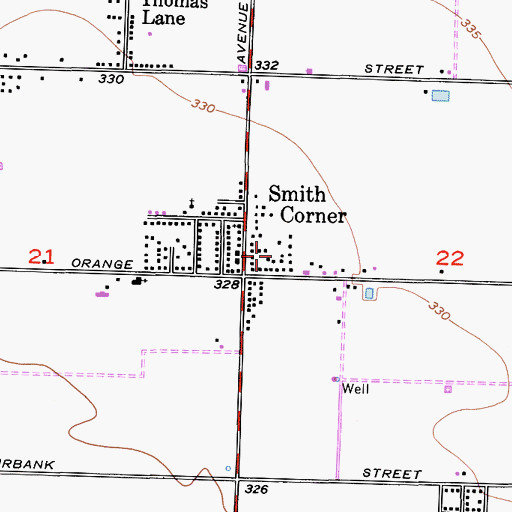 Topographic Map of Smith Corner Census Designated Place, CA