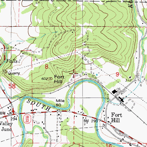 Topographic Map of Fort Hill Census Designated Place, OR