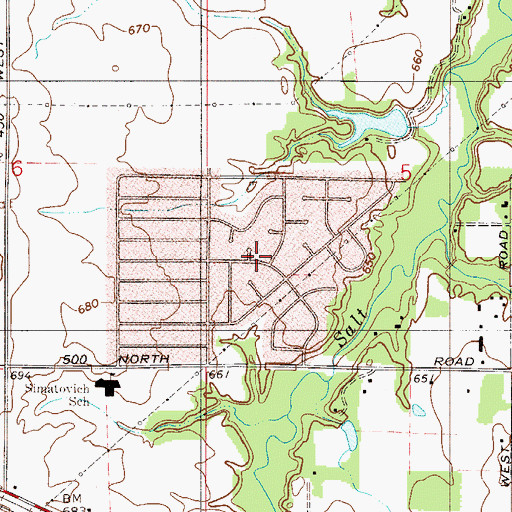 Topographic Map of Salt Creek Commons Census Designated Place, IN