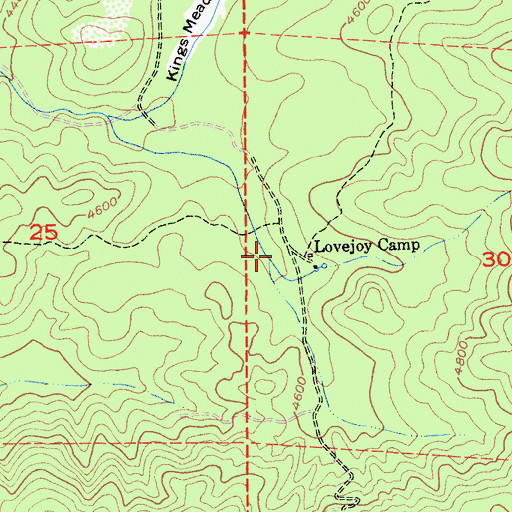 Topographic Map of Lovejoy Camp, CA