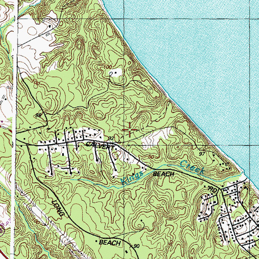 Topographic Map of Calvert Beach Census Designated Place, MD