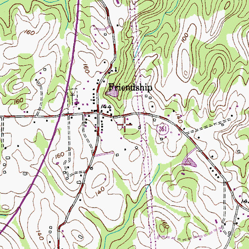 Topographic Map of Friendship Census Designated Place, MD