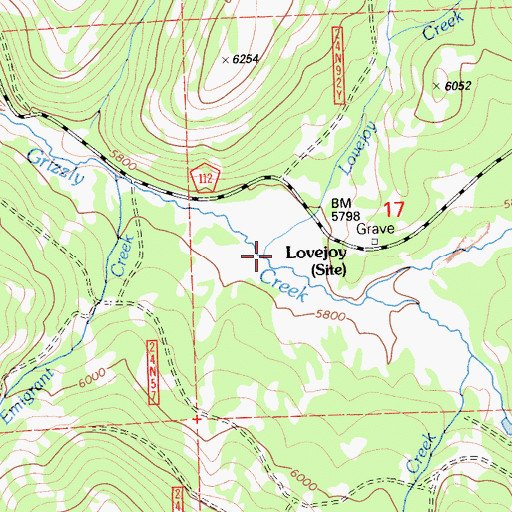 Topographic Map of Lovejoy Creek, CA