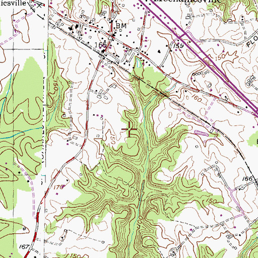 Topographic Map of Mechanicsville Census Designated Place, MD