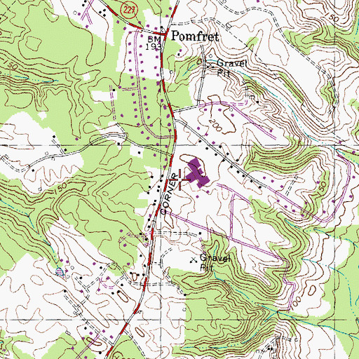 Topographic Map of Pomfret Census Designated Place, MD