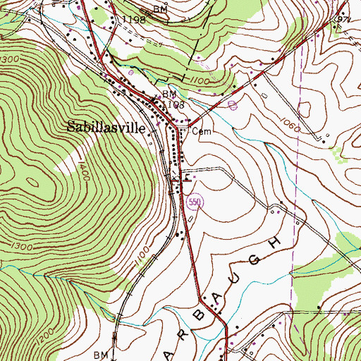 Topographic Map of Sabillasville Census Designated Place, MD