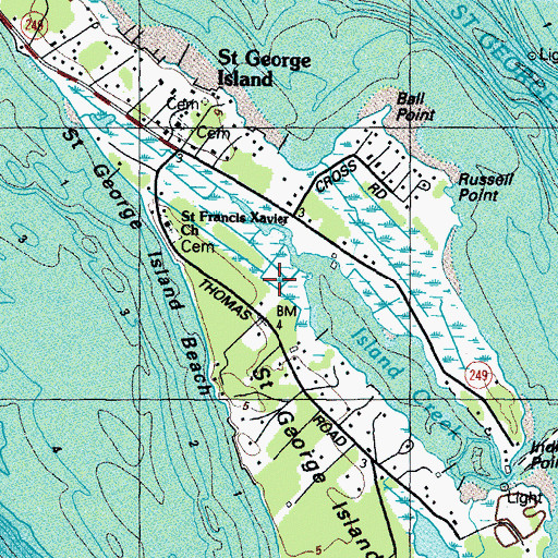Topographic Map of Saint George Island Census Designated Place, MD