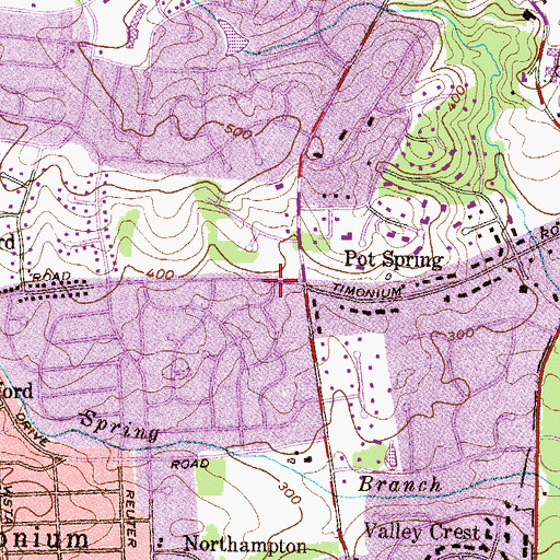 Topographic Map of Timonium Census Designated Place, MD