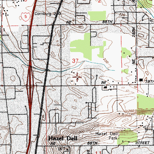 Topographic Map of Hazel Dell Census Designated Place, WA