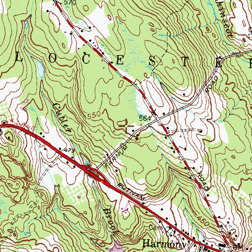 Topographic Map of Harmony Census Designated Place, RI