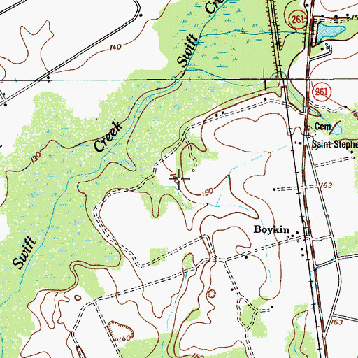 Topographic Map of Boykin Census Designated Place, SC