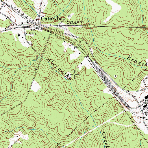 Topographic Map of Catawba Census Designated Place, SC