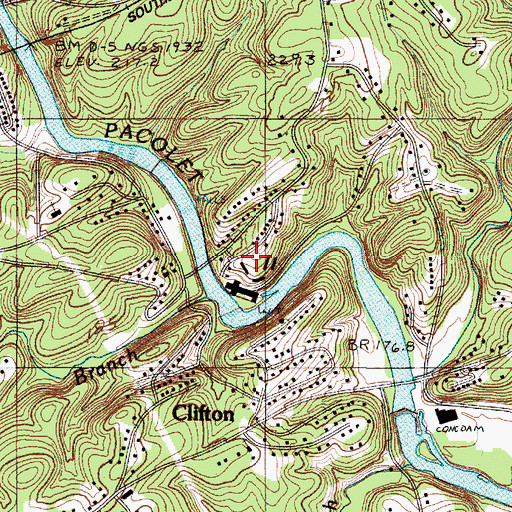 Topographic Map of Clifton Census Designated Place, SC