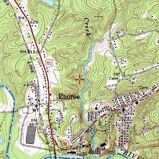 Topographic Map of Enoree Census Designated Place, SC