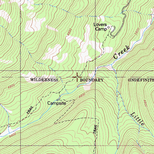 Topographic Map of Lovers Camp, CA