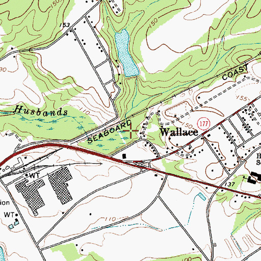 Topographic Map of Wallace Census Designated Place, SC