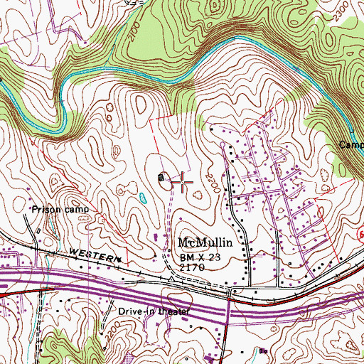 Topographic Map of McMullin Census Designated Place, VA