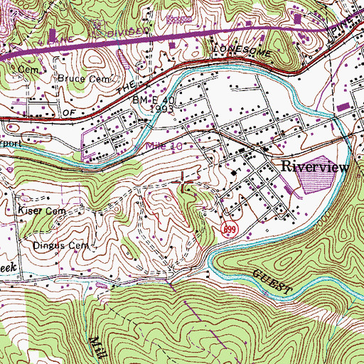 Topographic Map of Riverview Census Designated Place, VA