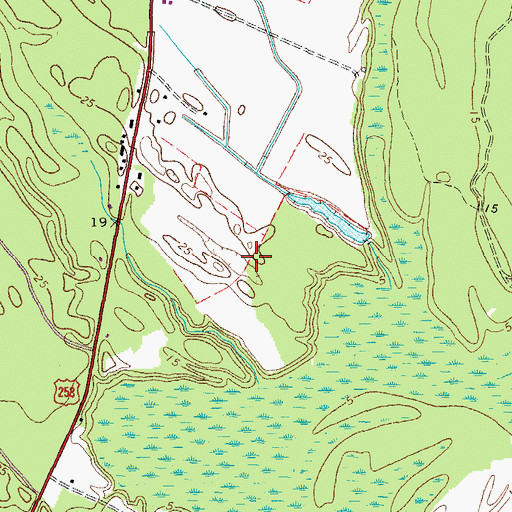 Topographic Map of Southampton Meadows Census Designated Place, VA
