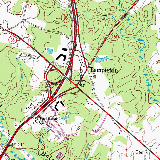 Topographic Map of Templeton Census Designated Place, VA