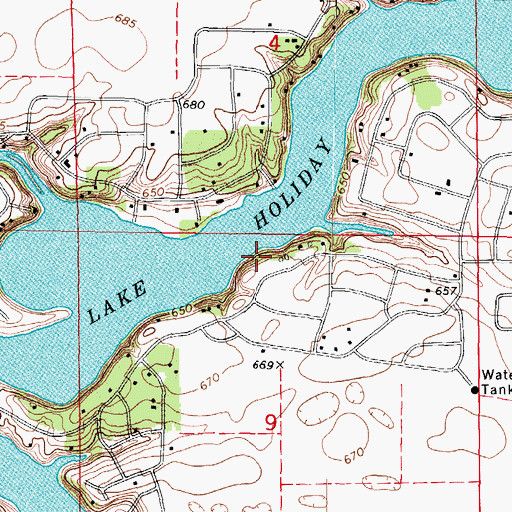 Topographic Map of Lake Holiday Census Designated Place, IL