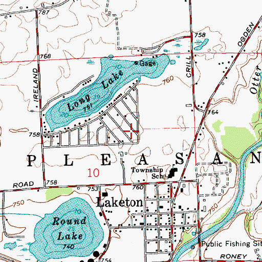 Topographic Map of Laketon Census Designated Place, IN