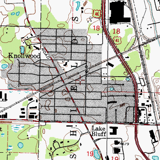 Topographic Map of Knollwood Census Designated Place, IL