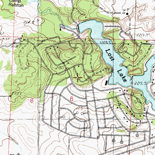 Topographic Map of Lost Nation Census Designated Place, IL