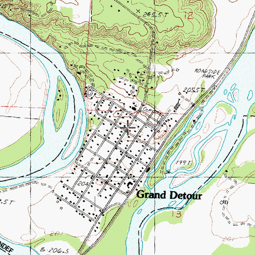 Topographic Map of Grand Detour Census Designated Place, IL