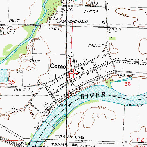 Topographic Map of Como Census Designated Place, IL