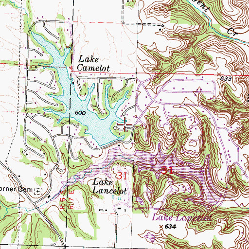 Topographic Map of Lake Camelot Census Designated Place, IL