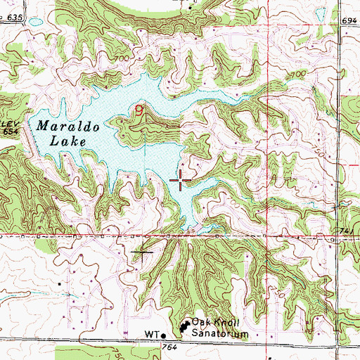 Topographic Map of Heritage Lake Census Designated Place, IL