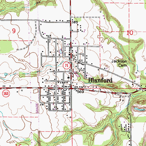 Topographic Map of Blanford Census Designated Place, IN