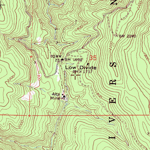 Topographic Map of Low Divide, CA
