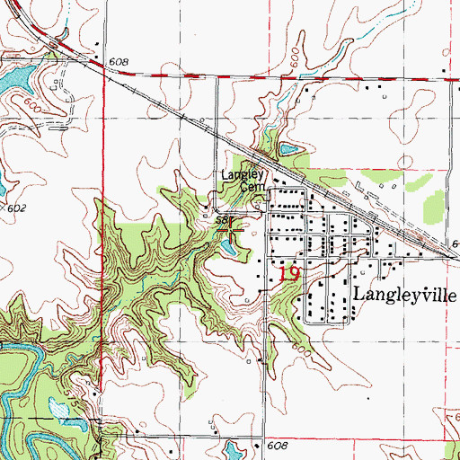 Topographic Map of Langleyville Census Designated Place, IL