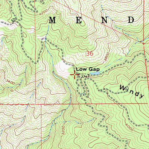Topographic Map of Low Gap, CA