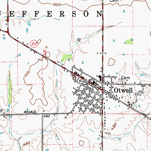 Topographic Map of Otwell Census Designated Place, IN