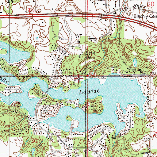 Topographic Map of Shorewood Forest, IN