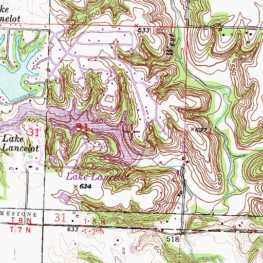 Topographic Map of Lake Camelot, IL